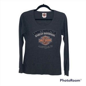 Harley Davidson Metal Studs Smoky Mountain Gray long sleeve t shirt SZ Small EUC